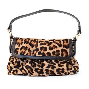 Fendi Leopard Print Calf Hair Chef baguette bag.